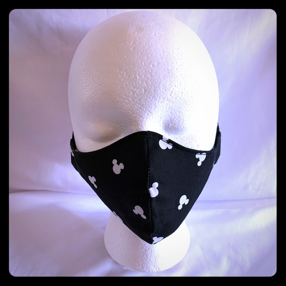 Handmade Face Mask Mickey Mouse Print Black White